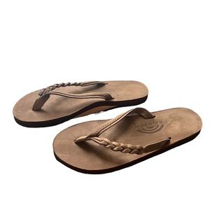 NWOT Rainbow Flirty Braidy Leather Sandals, Dark Brown, Women’s 6.5-7.5